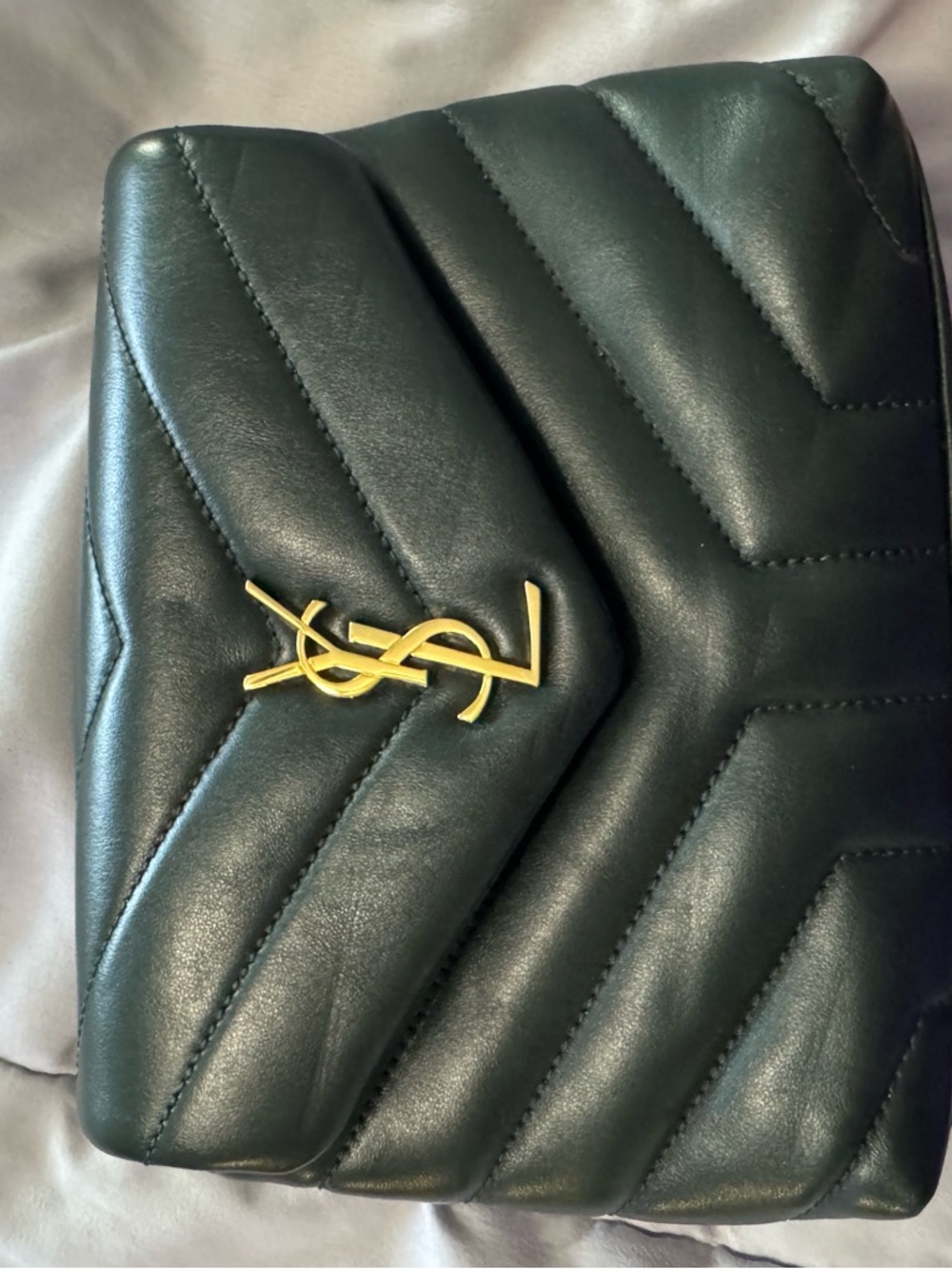 Saint Laurent Dark Green leather cross body purse